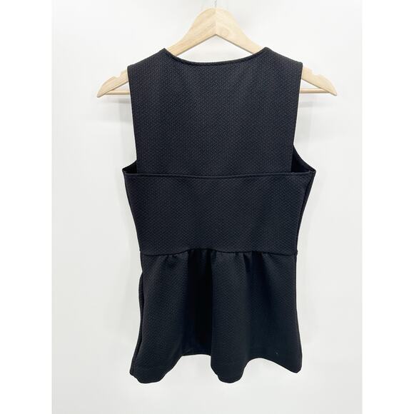 Daisy Fuentes Solid Black Scoop Neck Sleeveless Peplum Top Women's Size Small S - Picture 2 of 6